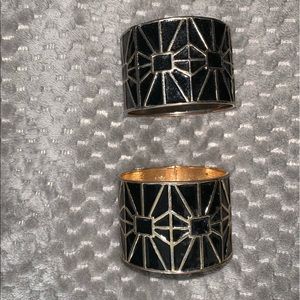 Matching gold and black bangles